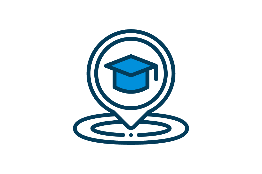 Graduation cap in a map